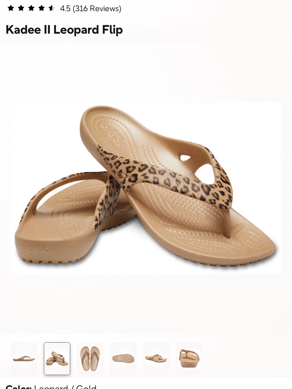 CROCS Kadee II Leopard Flip in Tan and Black - Picture 2 of 10